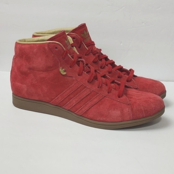 ADIDAS Women's Suede High Top Sneakers Red Size 8 - Picture 1 of 16